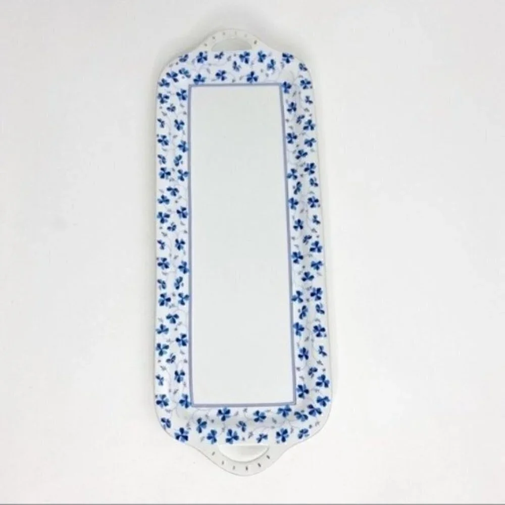 L Godinger & co Blue Belle floral entertaining bread tray 16” x 6”